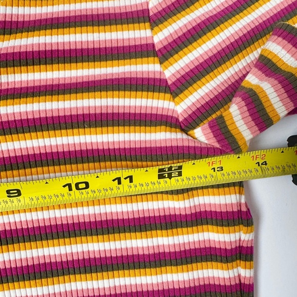 Anthropologie Maeve Shirt Small Pink Striped Ribbed Short Sleeve Button Front - Picture 6 of 9